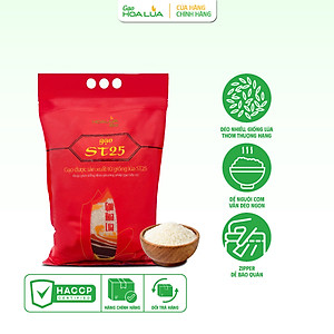 [Siêu Sale] Gạo ST25 Hoa Lúa túi 5kg - Dẻo nhiều, mềm cơm, hương thơm đặc trưng