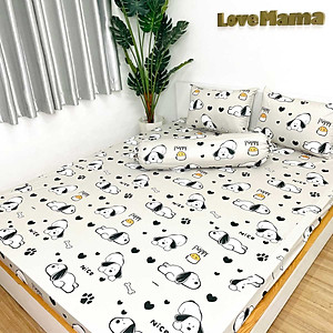 Ga chống thấm bảo vệ nệm vải Cotton LoveMama họa tiết cún mềm mại thoáng mát