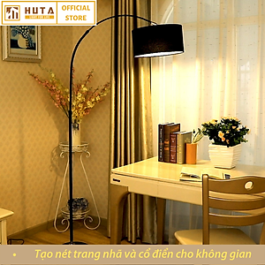 Đèn Cây Đứng HUTA KC2 Thân Cong, Trang Trí Phòng Khách Phòng Ngủ, Sofa, Góc Tường, Cao Cấp Sang Trọng, Đèn Vàng Bóng Led Tiết Kiệm Điện