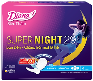Combo 6 Băng Vệ Sinh Diana Super Night Có Cánh 29cm (Gói 4 Miếng)