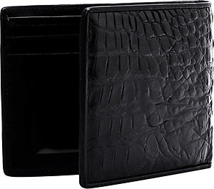 Ví Nam Da Cá Sấu Gù Đầu Huy Hoàng HT2213 (12.5 x 10 cm) - Đen