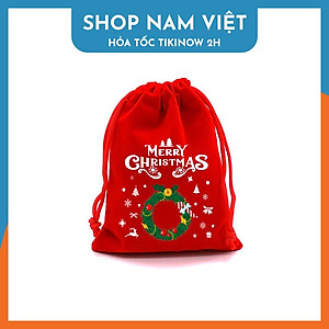 Túi Nhung Dây Rút Gói Quà Họa Tiết Giáng Sinh (Nhiều Kích Cỡ)
