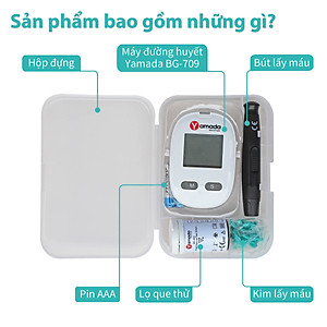 Máy đo đường huyết Yamada - Giọng nói tiếng Việt thông minh, đo chỉ số hồng cầu HCT, tặng 10 que thử