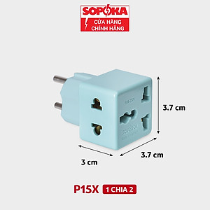 Ổ chia điện đầu nối thông minh P15 SOPOKA 1 chia 2 cửa có ổ cắm 3 chấu tiện lợi