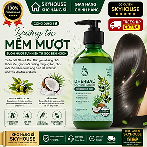 Dầu xả thảo dược thiên nhiên tinh chất olive dầu dừa độc quyền DHERBAL chai 300ml  dầu xả tóc chắc khỏe suôn mượt chính hãng