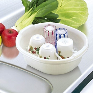 Bộ 01chậu & 01rổ nhựa Oval Sanada Seiko 5.3L cao cấp có tay cầm tiện dụng - Hàng nội địa Nhật Bản.