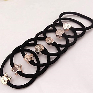 Set 10 chiếc chun buộc tóc dây màu đen đơn giản tinh tế