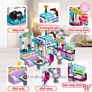 Đồ chơi lắp ráp, xếp hình Qman 4801 - Phòng của bé gái (194 mảnh ghép) - Dành cho bé từ 6 tuổi