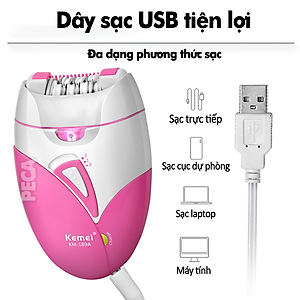 Máy tẩy lông Kemei KM-189A tẩy và nhổ lông toàn thân, cạo lông tay chân, tẩy sạch lông vùng bikini sử dụng pin sạc chuyên nghiệp điều chỉnh 2 mức tốc độ