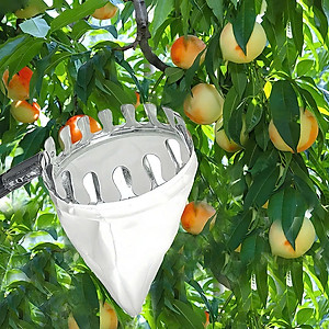 Vợt hái trái cây trên cao 16cm đa năng kèm túi vải - dụng cụ hái hoa quả kim loại siêu bền đẹp