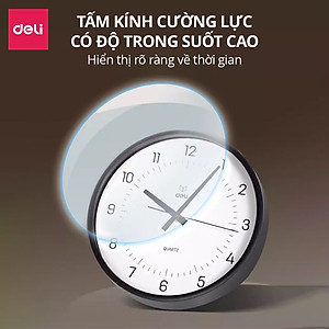 Đồng hồ treo tường 12 inches kim trôi không ồn phong cách tối giản minimalism Deli trang trí phòng khách