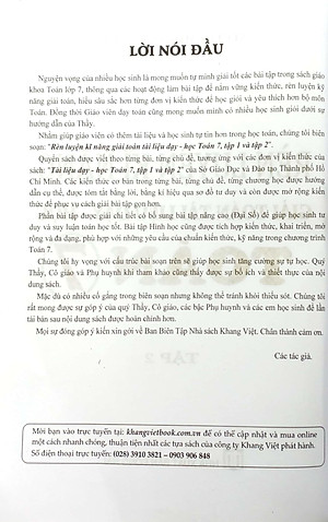 Sách Rèn Luyện Kỹ Năng Giải Toán Tài Liệu Dạy - Học Toán Lớp 7 (Tập 2)