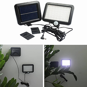 Đèn năng lượng mặt trời cảm biến chuyển động 56 LED siêu sáng pin tách rời chống nước ngoài trời kèm cáp nối 5m - Hàng chính hãng