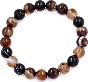 Vòng chuỗi đeo tay Mã Não Nâu Sọc 8 ly 21 hạt - hợp mệnh Kim, mệnh Thổ - Vòng size phù hợp cho nữ