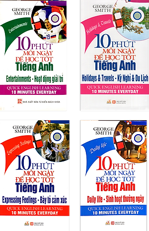 Combo 4 cuốn 10 Phút Mỗi Ngày Để Học Tốt Tiếng Anh: Kỳ Nghỉ & Du Lịch, Bày Tỏ Cảm Xúc, Hoạt Động Giải Trí, Hàng Ngày