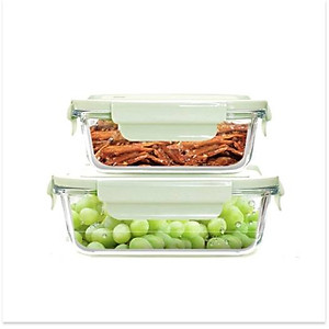Bộ 2 Hộp Cơm Văn Phòng, Chất Liệu  Thủy Tinh Chịu Nhiệt Tốt, Nắp Nhựa PP Cao Cấp An Toàn Sức Khoẻ Kèm Túi Xách Tiện Lợi- Hàng Chính Hãng MINIIN