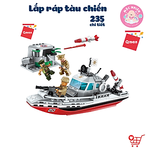Đồ chơi xếp hình, lắp ráp tàu chiến Qman 1720 - Cuộc xung đột bờ biển (235 mảnh ghép)