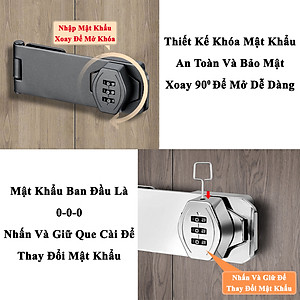 Chốt Khóa Mật Khẩu KUNBE Chốt Cửa Lật Khóa Số Nhiều Kích Thước Thích Hợp Nhiều Loại Cửa