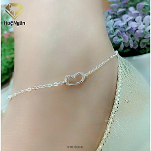 Lắc chân bạc Ý 925 Huệ Ngân - Tim xinh đính đá RYBJ50041