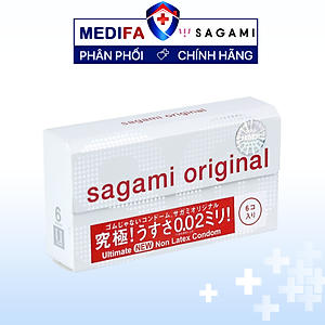 Bao cao su Sagami 002 - Siêu mỏng - Non Latex - Hộp 6 chiếc
