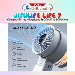 Quạt sạc cầm tay gấp gọn JisuLife Life 7 - dung lượng 3600-5000mAh - Hàng chính hãng