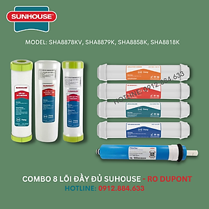 Combo 8 lõi lọc nước Sunhouse dùng cho các model SHA8878KV SHA8879K SHA8858K SHA8818K - Hàng chính hãng