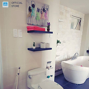 Bộ 2 Kệ Gỗ Thanh Ngang Rộng 20cm, Dày 25mm Màu Đen Thương hiệu SIB Decor KT005