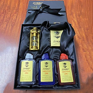 Sét Vỏ Hột Quẹt Bật Lửa Xăng Đá Zorro Z-652 Thiết Kế Đẹp Độc Lạ Nhỏ Gọn Tiện Dụng - Giao Màu Ngẫu Nhiên + COMBO 3 BÌNH XĂNG MÀU