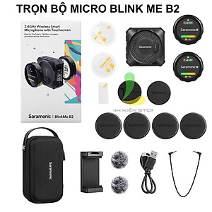 Micro thu âm không dây Saramonic BlinkMe B2 - Thiết bị ghi âm màn hình cảm ứng bộ nhớ 8G dành cho máy ảnh, điện thoại - Hàng chính hãng
