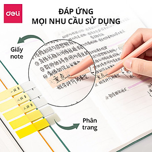 Set 100 Tờ Giấy Note Ghi Chú, Giấy Nhớ Deli - Giấy Phân Trang Chất Lượng Cao Tiện Lợi, Màu Pastel Học Sinh Văn Phòng