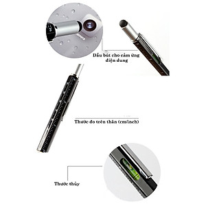 Bộ 2 Cây Bút Bi 6 in 1 Đa Chức Năng Đầu Bút Cảm Ứng Chạm Màn Hình Tích Hợp Tua Vít Tiện Lợi (mực đen) - Hàng Chính Hãng