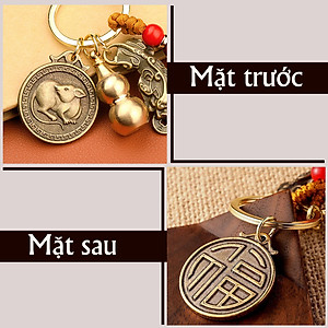  Móc Khóa 12 Con Giáp Phong Thủy Treo Chìa Khóa Bằng Đồng Xu Ngũ Đế Xe Hơi, Xe Máy 2023 Tết Quý Mão Legaxi