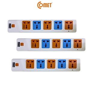 Ổ Cắm Điện Nối Dài COMET CES10503 2500W, Dây Dài 3M, 5 Lỗ 3 Chấu, Chất Liệu Nhựa PP Chống Cháy, Có Cầu Chì Bảo Vệ