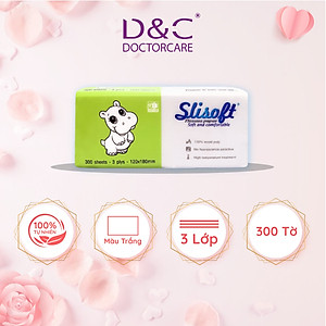 Giấy ăn Slisoft Trắng 100 tờ x 3 lớp, khăn giấy khô thân thiện môi trường không chất tẩy trắng an toàn cho cả gia đình