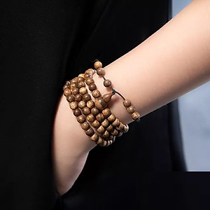 Combo 2 Vòng tràng 108 hạt gỗ đàn hương phong thủy niệm phật, kiêm vòng thời trang sang trọng đẳng cấp