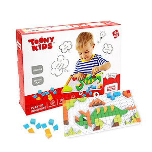 Đồ Chơi Bộ Tranh Xếp Nút TOONYKIDS - Đồ Chơi Thông Minh Cho Bé - JURASSIC PUZZLE TN011 [Tặng Kèm Sticker]