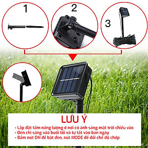 Dây Đèn LED Bóng Tròn Năng Lượng Mặt Trời Chống Nước Trang Trí Sân Vườn