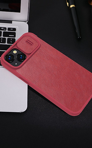 Bao da dành cho iPhone 14/ 14 Plus/ 14 Pro Max/ 14 Pro hàng chính hãng Nillkin QIN có nắp trượt bảo vệ camera - Hàng nhập khẩu