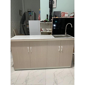 Tủ bếp nhựa đài loan có bồn và dán gạch 145x80(TPHCM)