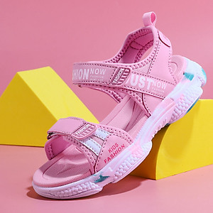 Dép sandal bé gái 3 - 12 tuổi siêu nhẹ quai ngang màu hồng thời trang đi học đi biển mùa hè khỏe khoắn và năng động SG49