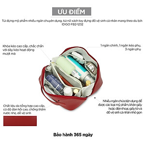 Túi đựng mỹ phẩm nhiều ngăn chuyên dụng, túi nữ xách tay đựng đồ vệ sinh cá nhân mang theo du lịch IDIGO FB2-1232