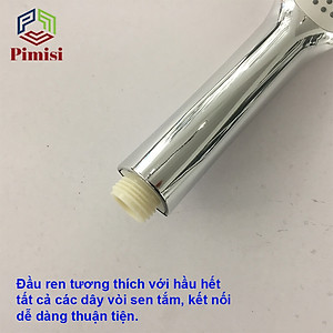 Bát sen tắm của vòi tắm hoa sen nóng lạnh Pimisi 1 chế độ với tay sen bằng nhựa cao cấp mạ xi Cr/Ni sáng bóng - đầu lỗ bát cao su massage tăng áp | Hàng chính hãng