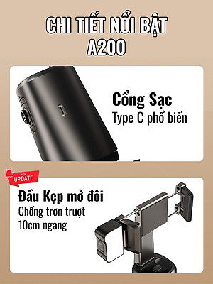 Chân kẹp AI theo dõi chủ thể cho điện thoại để livestream, quay Video HighTechGate A200, hàng chính hãng