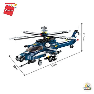 Đồ chơi lắp ráp, xếp hình Qman 1801 - Trực thăng chiến đấu - 381 mảnh ghép
