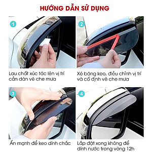 Bộ 2 Vè che mưa gương chiếu hậu ô tô hạn chế nước mưa đọng vào gương, gia tăng tầm nhìn TÂM LUÂN Chổi lau tẩm dầu - Hàng chính hãng