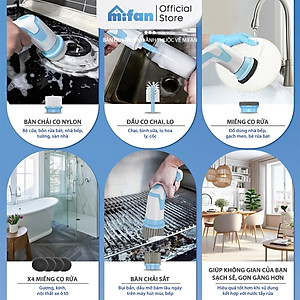 Máy Cọ Rửa Điện Cầm Tay Đa Năng Mifan K3 25W - Kèm 4 Đầu Chổi, Pin Sạc 2000mAh, Chống Nước IPX7, Tốc Độ 500rpm, Bảo Hành 12 Tháng