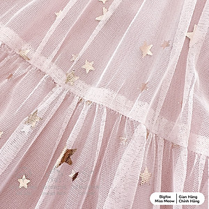 Đầm tiểu thư dự tiệc cho bé gái Bigfox Miss Meow, váy công chúa size đại ren lưới hồng mùa hè 7,9,11 tuổi 30kg