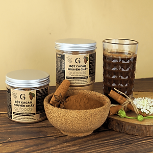 Bột cacao nguyên chất GUfoods - Thành phần tự nhiên, Không pha trộn, Eat clean, Pha chế healthy, Làm đẹp (hũ 150g)