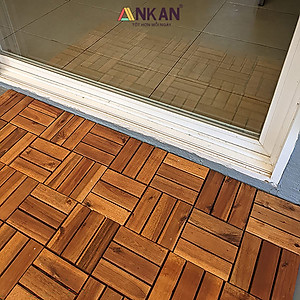 Combo 9 Ván Sàn Gỗ Tự Nhiên Màu Nâu Vàng, Vỉ Gỗ Lót Sàn Ban Công, Sân Vườn, Hồ Bơi, Phòng Spa, Siêu Bền, Chịu Nước Tốt, Chống Trơn Trượt, Tiêu Chuẩn Xuất Khẩu