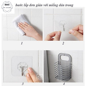 Giỏ gấp gọn đựng đồ treo tường nhựa VIỆT NHẬT kèm 1 móc dán chịu lực - giỏ đa năng đựng quần áo, đồ chơi, đồ ăn,...00540